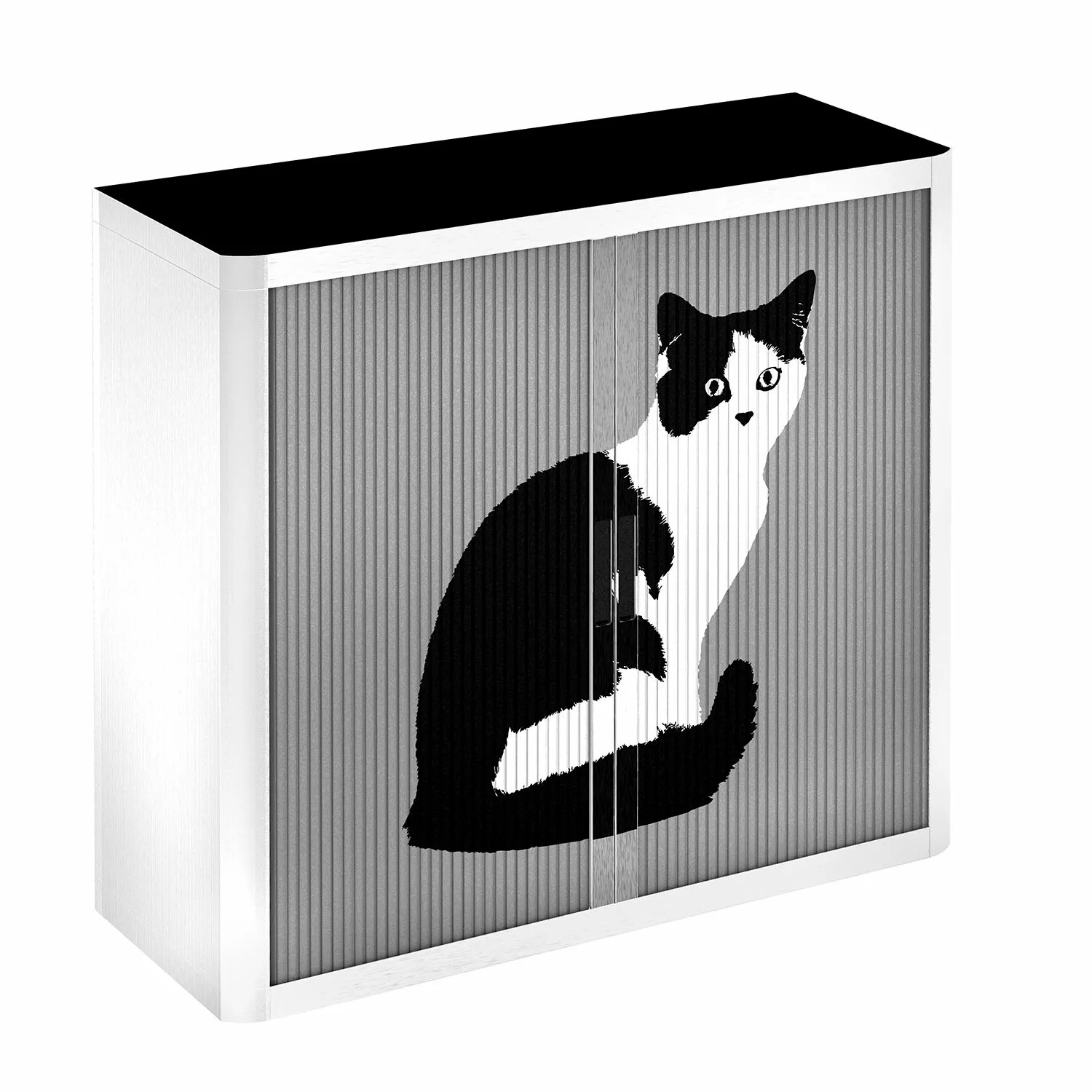 EasyOffice by Paperflow Rollladenschrank easyOffice Pop Art Cat - Weiß / Grau 6 EasyOffice by Paperflow Rollladenschrank easyOffice Pop Art Cat - Weiß / Grau – Bild 4