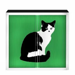 EasyOffice by Paperflow Rollladenschrank easyOffice Pop Art Cat - Weiß / Grün -Büromöbel Verkaufsgeschäft aktenschrank easyoffice pop art cat weiss gruen 1955686