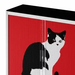 EasyOffice by Paperflow Rollladenschrank easyOffice Pop Art Cat - Weiß / Rot -Büromöbel Verkaufsgeschäft aktenschrank easyoffice pop art cat weiss rot 1955746