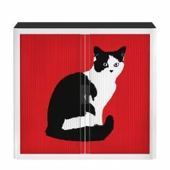 EasyOffice by Paperflow Rollladenschrank easyOffice Pop Art Cat - Weiß / Rot -Büromöbel Verkaufsgeschäft aktenschrank easyoffice pop art cat weiss rot 1955750
