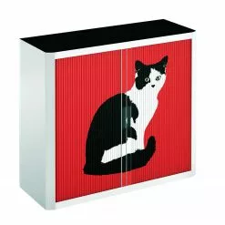 EasyOffice by Paperflow Rollladenschrank easyOffice Pop Art Cat - Weiß / Rot -Büromöbel Verkaufsgeschäft aktenschrank easyoffice pop art cat weiss rot 1955754