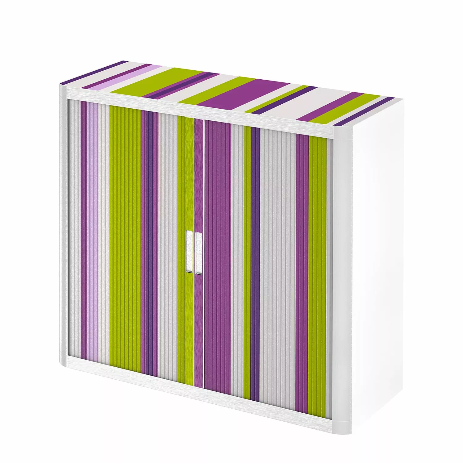 EasyOffice by Paperflow Rollladenschrank easyOffice Rayures - Lila / Weiß - Höhe: 104 cm 3 EasyOffice by Paperflow Rollladenschrank easyOffice Rayures - Lila / Weiß - Höhe: 104 cm