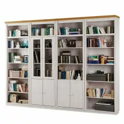 Maison Belfort Bücherwand Lillehammer IV - Kiefer massiv - Kiefer Weiß / Kiefer Honig