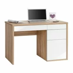 Maja Möbel Computer-Schreibtisch Frontie - Eiche Sonoma Dekor / Hochglanz Weiß