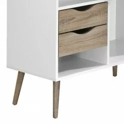 Mørteens Eckschreibtisch Sunndal - Eiche Dekor / Weiß -Büromöbel Verkaufsgeschäft eckschreibtisch sunndal gummibaum teilmassiv eiche dekor weiss 4753624