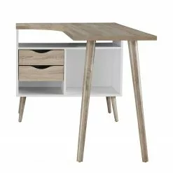 Mørteens Eckschreibtisch Sunndal - Eiche Dekor / Weiß -Büromöbel Verkaufsgeschäft eckschreibtisch sunndal gummibaum teilmassiv eiche dekor weiss 4753640