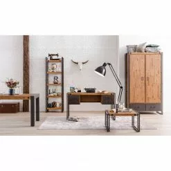 Ars manufacti Schreibtisch Manchester II - Akazie massiv/Metall -Büromöbel Verkaufsgeschäft esstisch manchester ii mit ausziehfunktion akazie massiv metall 180 x 90 cm 4768528