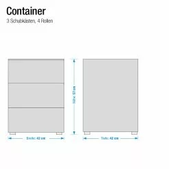 Fredriks Rollcontainer Paddington - Hochglanz Weiß -Büromöbel Verkaufsgeschäft paddington rollcontainer hochglanz weiss lackiert mit 3 schubladen 1225042