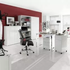 Fredriks Rollcontainer Paddington - Hochglanz Weiß -Büromöbel Verkaufsgeschäft paddington rollcontainer hochglanz weiss lackiert mit 3 schubladen 1225045