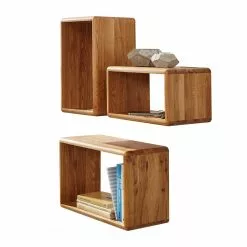 Ars Natura Wandregal Anamur (3er-Set) - Eiche -Büromöbel Verkaufsgeschäft regal anamur wildeiche massiv 4213800