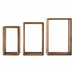 Ars Natura Wandregal Anamur (3er-Set) - Eiche -Büromöbel Verkaufsgeschäft regal anamur wildeiche massiv 4850544