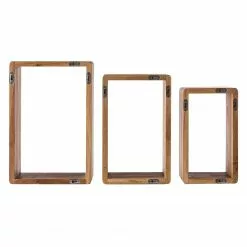 Ars Natura Wandregal Anamur (3er-Set) - Eiche -Büromöbel Verkaufsgeschäft regal anamur wildeiche massiv 4850552