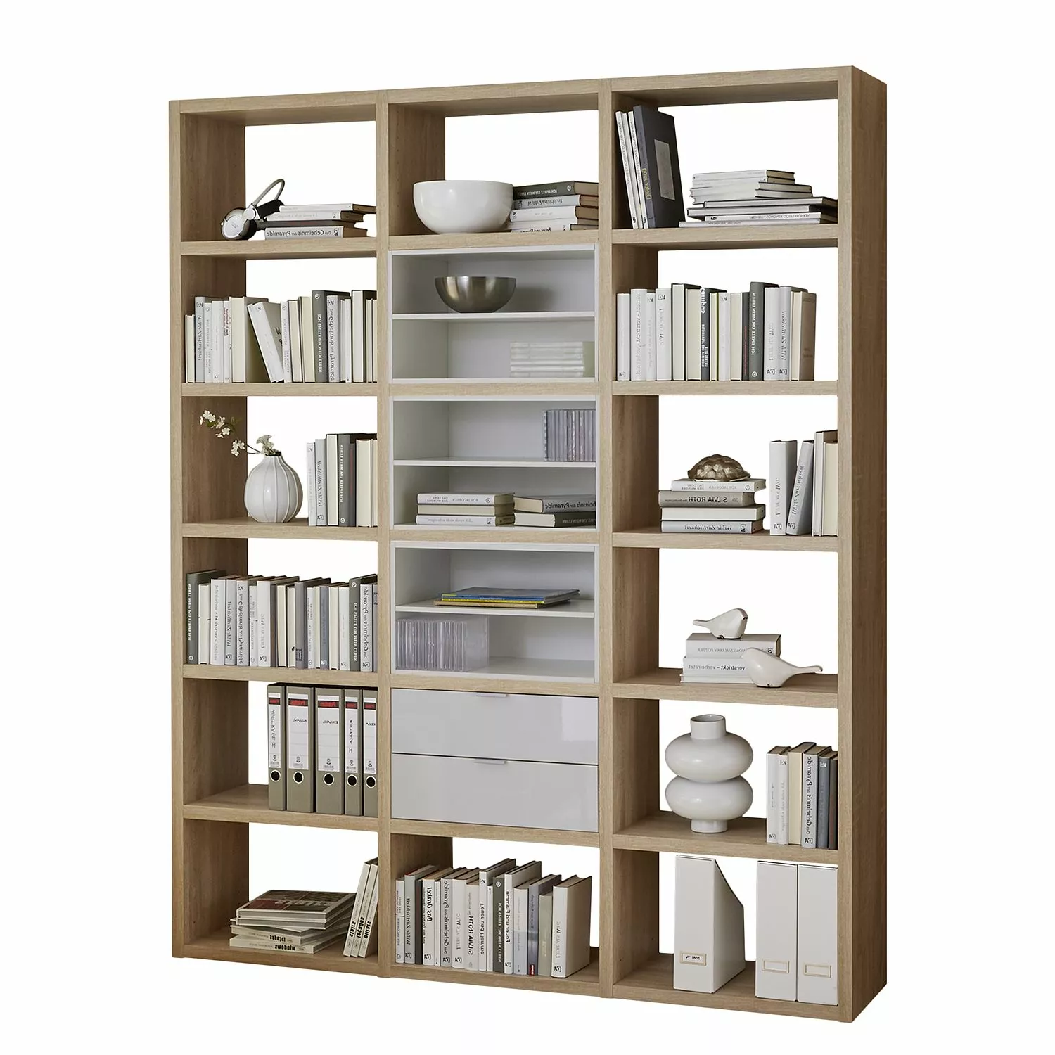 Fredriks Regal Concept III - Eiche Dekor / Hochglanz Weiß 3 Fredriks Regal Concept III - Eiche Dekor / Hochglanz Weiß