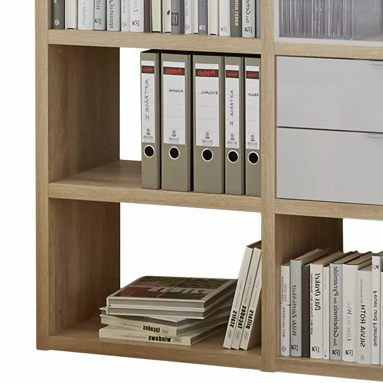 Fredriks Regal Concept IV - Eiche Dekor / Hochglanz Weiß 5 Fredriks Regal Concept IV - Eiche Dekor / Hochglanz Weiß – Bild 3