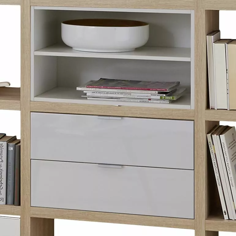 Fredriks Regal Concept IV - Eiche Dekor / Hochglanz Weiß 6 Fredriks Regal Concept IV - Eiche Dekor / Hochglanz Weiß – Bild 4