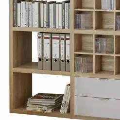 Fredriks Regal Concept V - Eiche Dekor / Hochglanz Weiß -Büromöbel Verkaufsgeschäft regal concept v eiche dekor hochglanz weiss 1993906