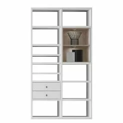 Fredriks Regal Emporior II - Weiß / Eiche Sonoma Dekor - Mit Beleuchtung