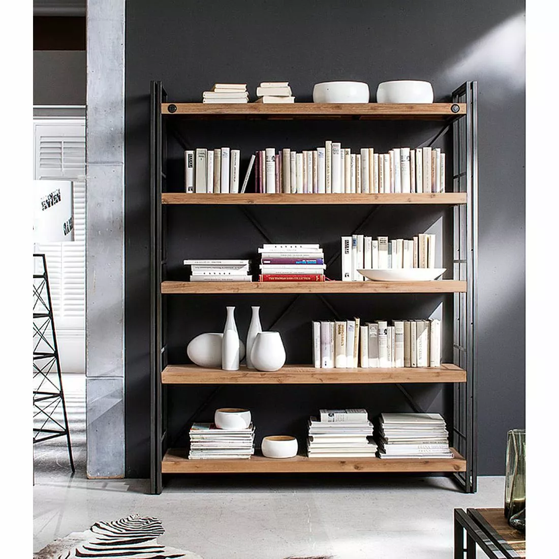 Ars manufacti Regal Manchester II - Akazie massiv / Metall - Akazie / Anthrazit 5 Ars manufacti Regal Manchester II - Akazie massiv / Metall - Akazie / Anthrazit – Bild 3