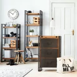 Ars manufacti Regal Manchester IV - Akazie massiv / Metall - Akazie / Anthrazit -Büromöbel Verkaufsgeschäft regal manchester iv akazie massiv metall 2888478