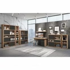 Fredriks Regal Rya II - Balkeneiche Dekor - Höhe: 113 cm -Büromöbel Verkaufsgeschäft regal rya i hochglanz grau 113 cm 5235832