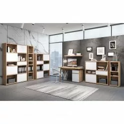 Fredriks Regal Rya II - Balkeneiche Dekor - Höhe: 113 cm -Büromöbel Verkaufsgeschäft regal rya i hochglanz weiss 113 cm 5235780