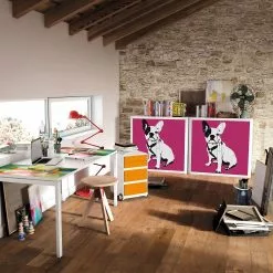 EasyOffice by Paperflow Rollladenschrank easyOffice Pop Art Dog - Weiß / Pink -Büromöbel Verkaufsgeschäft rollladenschrank easyoffice pop art dog weiss pink 3512933