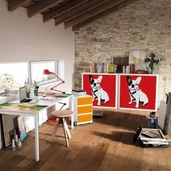EasyOffice by Paperflow Rollladenschrank easyOffice Pop Art Dog - Weiß / Rot -Büromöbel Verkaufsgeschäft rollladenschrank easyoffice pop art dog weiss rot 3512917