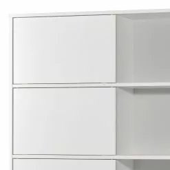 Schiebetürenregal Mingle I - Weiß / Eiche Sonoma Dekor -Büromöbel Verkaufsgeschäft schiebetuerenregal mingle i weiss eiche sonoma dekor 5029164