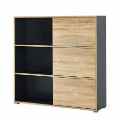 Germania Schiebetürenregal Mingle II - Anthrazit/Eiche Sonoma Dekor -Büromöbel Verkaufsgeschäft schiebetuerenregal mingle ii anthrazit eiche sonoma dekor 5029404