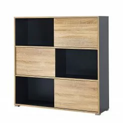 Germania Schiebetürenregal Mingle II - Anthrazit/Eiche Sonoma Dekor -Büromöbel Verkaufsgeschäft schiebetuerenregal mingle ii anthrazit eiche sonoma dekor 5029412