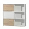 Germania Schiebetürenregal Mingle II - Weiß/Eiche Sonoma Dekor -Büromöbel Verkaufsgeschäft schiebetuerenregal mingle ii weiss eiche sonoma dekor 5029172