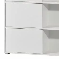 Germania Schiebetürenregal Mingle II - Weiß/Eiche Sonoma Dekor -Büromöbel Verkaufsgeschäft schiebetuerenregal mingle ii weiss eiche sonoma dekor 5029240