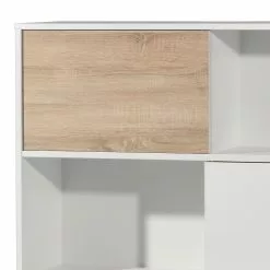 Germania Schiebetürenregal Mingle II - Weiß/Eiche Sonoma Dekor -Büromöbel Verkaufsgeschäft schiebetuerenregal mingle ii weiss eiche sonoma dekor 5029248