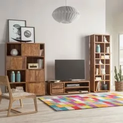 Ars Natura Schiebetürenregal Trangle - Sheesham massiv -Büromöbel Verkaufsgeschäft schiebetuerenregal trangle sheesham massiv 4219072 1