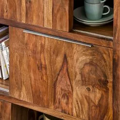 Ars Natura Schiebetürenregal Trangle - Sheesham massiv -Büromöbel Verkaufsgeschäft schiebetuerenregal trangle sheesham massiv 676050