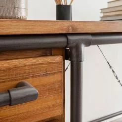 Ars manufacti Schreibtisch Atelier - Akazie teilmassiv / Metall - Akazie / Schwarz -Büromöbel Verkaufsgeschäft schreibtisch atelier akazie teilmassiv metall 3771336