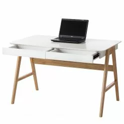 Mørteens Schreibtisch Branno - Eiche teilmassiv - Weiß / Eiche -Büromöbel Verkaufsgeschäft schreibtisch branno eiche teilmassiv weiss eiche 4825480