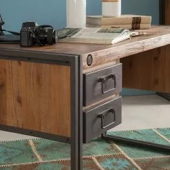 Ars manufacti Schreibtisch Manchester II - Akazie massiv/Metall -Büromöbel Verkaufsgeschäft schreibtisch manchester ii akazie massiv metall 4875908