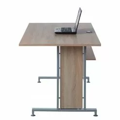 Maja Möbel Schreibtisch Merit II - Eiche Sonoma Dekor / Silber - 160 x 80 cm -Büromöbel Verkaufsgeschäft schreibtisch merit ii eiche sonoma dekor masse 160 x 80 cm 4256024