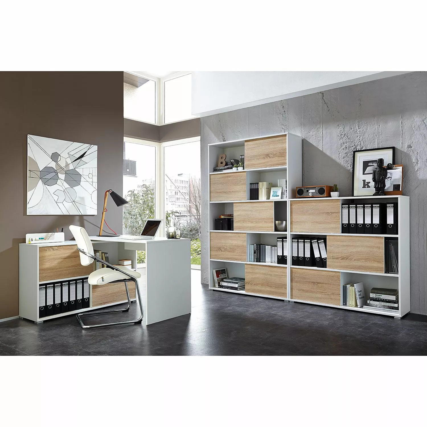 Germania Schreibtisch Mingle - Weiß/Eiche Sonoma Dekor 4 Germania Schreibtisch Mingle - Weiß/Eiche Sonoma Dekor – Bild 2