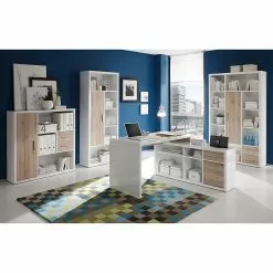 Loftscape Schreibtisch Nestor - Hochglanz Weiß/Eiche San Remo Dekor -Büromöbel Verkaufsgeschäft schreibtisch nestor hochglanz weiss eiche san remo dekor 415288