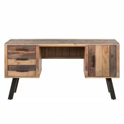 Ars manufacti Schreibtisch Tamati - Pinie massiv / Edelstahl - Pinie / Schwarz -Büromöbel Verkaufsgeschäft schreibtisch tamati pinie massiv 4922228