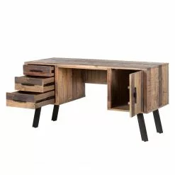 Ars manufacti Schreibtisch Tamati - Pinie massiv / Edelstahl - Pinie / Schwarz -Büromöbel Verkaufsgeschäft schreibtisch tamati pinie massiv 4922236