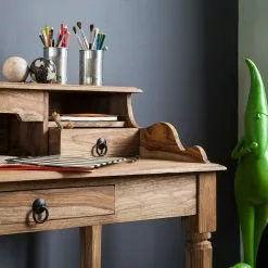 Wolf-Möbel Sekretär Bombay I - Sheesham massiv - Natur -Büromöbel Verkaufsgeschäft sekretaer bombay sheesham massiv natur mit 3 schubladen 1407331