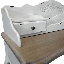 Maison Belfort Sekretär Nalovo - Paulownia teilmassiv - Paulownia Dunkel / Antik Weiß -Büromöbel Verkaufsgeschäft sekretaer braun weiss antik 4727572