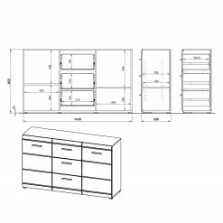 Germania Sideboard Adana - Hochglanz Weiß -Büromöbel Verkaufsgeschäft sideboard adana hochglanz weiss 5162588