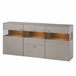 GWINNER Sideboard Anzio - Matt Fango / Balkeneiche - Mit Beleuchtung