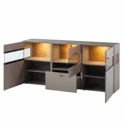 GWINNER Sideboard Anzio - Matt Fango / Balkeneiche - Mit Beleuchtung -Büromöbel Verkaufsgeschäft sideboard anzio mit beleuchtung 4524268