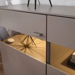 GWINNER Sideboard Anzio - Matt Fango / Balkeneiche - Mit Beleuchtung -Büromöbel Verkaufsgeschäft sideboard anzio mit beleuchtung matt fango balkeneiche 4626260