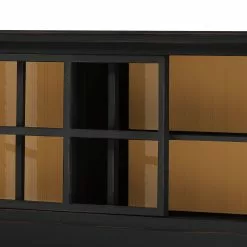 Maison Belfort Sideboard Azjana I - Schwarz / Pinie Honig -Büromöbel Verkaufsgeschäft sideboard azjana i pinie teilmassiv schwarz pinie honig 3394801